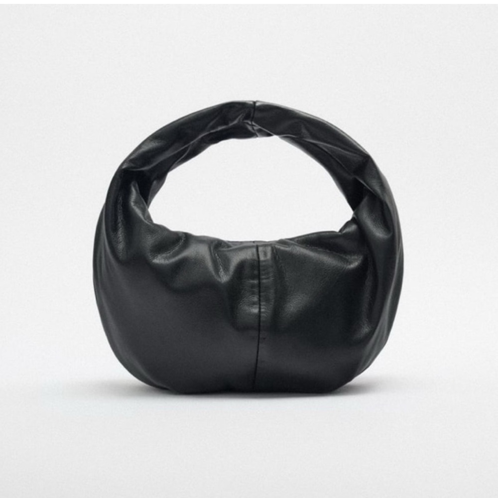 Zara Black Oval Bag- small handbag with zipper